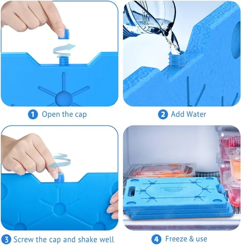 Miniatura 5 de OUTXE Bolsas de hielo para enfriadores – Grandes, 10 x 13 pulgadas, ahorro de espacio, reutilizables, de larga duración, paquetes de congelador frío