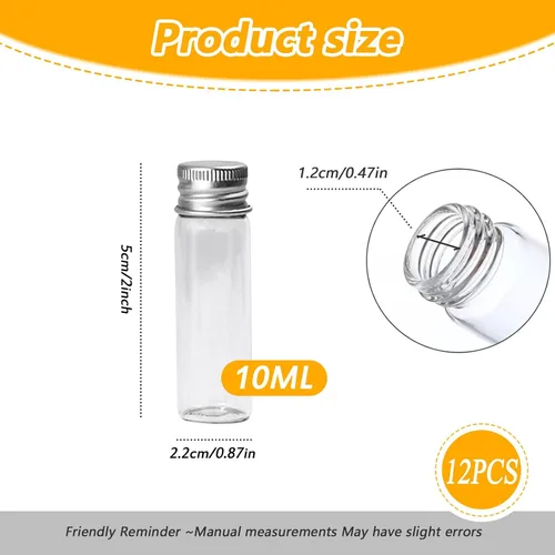 Miniatura 2 de 12 botellas vacías de vidrio portátil de viaje transparente con tapa de aluminio plateado, polvos de aceite esencial, pomadas de crema, recipientes