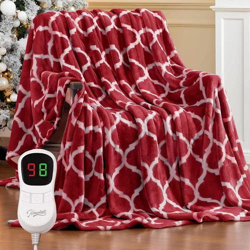 Miniatura 10 de Homemate - Manta eléctrica térmica de franela suave - 50"x60" con 10 niveles de calor rápido, 8 horas de apagado automático, protección contra
