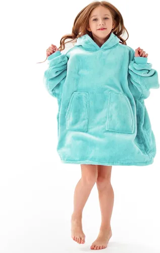 Miniatura 24 de Aemicion - Manta con capucha tipo sudadera tamaño grande, vellón Sherpa con mangas y bolsillo, unisex para adultos, ideal para hogar, oficina