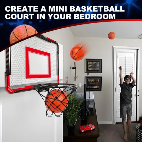 Miniatura 2 de TOY Life Aro de baloncesto para interiores para niños, sobre la puerta, habitación, oficina, mini aro de baloncesto para interiores, niños