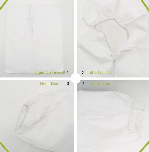 Miniatura 3 de SYINE Paquete de 5 mamelucos protectores desechables con capucha, puño elástico para trabajos de limpieza de pintura en aerosol, transpirable