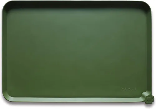 Hoki Found - Tapete de silicona para comida de mascotas, mantel individual para comedero de perros y gatos, impermeable, color verde oliva oscuro