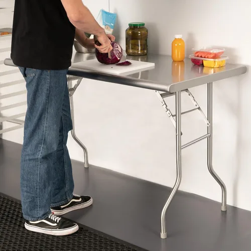 Miniatura 4 de HARDURA Mesa Plegable de Acero Inoxidable 30x48 Pulgadas con Patas, Mesa de Preparación Plegable Portátil NSF Comercial para Cocina de Restaurante