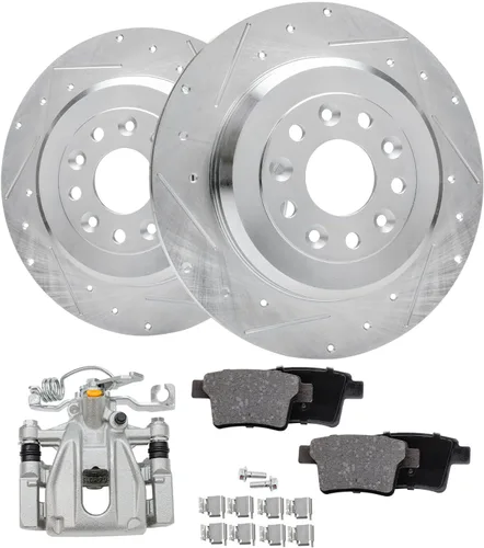 Miniatura 94 de Detroit Axle - Rotores de freno para Ford 2013-2019 Explorer Taurus Flex Lincoln MKT MKS, rotores de freno de disco ranurados perforados de repuesto