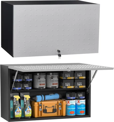 Miniatura 7 de Polup Armario de pared con puertas, gabinete de almacenamiento de metal para almacenamiento de cocina, gabinete superior pequeño, para comedor, sala