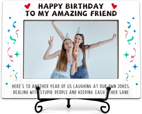 Regalos de marco de fotos para amigos, regalos de cumpleaños para mejores amigas, marco de fotos de madera con soporte, regalos de cumpleaños y