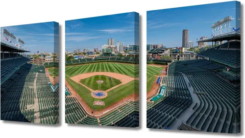 Miniatura 58 de TUMOVO American Sports - Decoración de pared Wrigley Stadium, 3 piezas, arte de pared de estadio de béisbol, cuadros para decoración del hogar