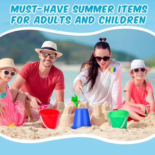 Miniatura 3 de Didaey 24 cubos de arena para playa a granel para niños de 5 pulgadas, coloridos y divertidos cubos de plástico y molde de castillo de arena para 4