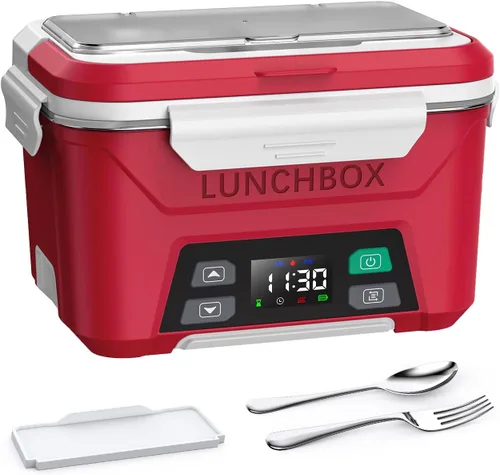 Miniatura 10 de EAST OAK Fiambrera eléctrica inalámbrica para adultos, lonchera calentada a pilas con calefacción automática, calentador de alimentos portátil