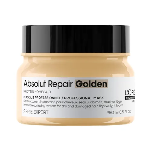 L'Oréal Professionnel Paris Absolut Repair Golden Mask - Repara daños y proporciona brillo para cabello fino a medio, seco y dañado