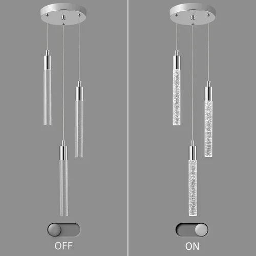Miniatura 8 de Luminaria Moderna para Isla de Cocina Luz Colgante Regulable LED Cromada Luces Colgantes Mini Iluminación Colgante de Cristal para Dormitorio Cromo