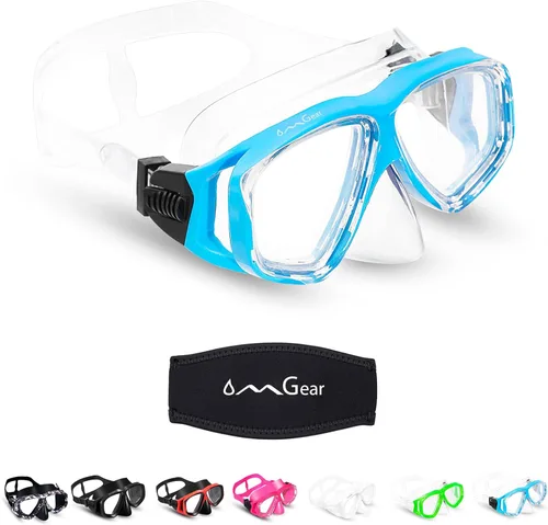 OMGear - Gafas de natación con cubierta para la nariz, máscara de buceo y esnórquel, máscara para niños y adultos, máscara de esnórquel para buceo,
