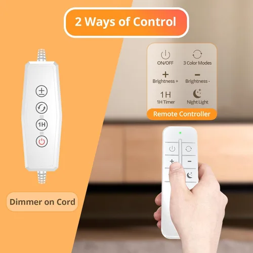 Miniatura 6 de iFalarila Luz de lectura con control remoto, lámpara de escritorio LED con clip [temporizador de 1 hora y luz nocturna] RA>95 regulable cuello