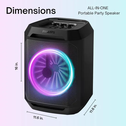 Miniatura 2 de Philips Altavoz Bluetooth para fiestas, refuerzo dinámico de bajos, Bluetooth y entrada auxiliar, entrada de micrófono, emparejamiento inalámbrico