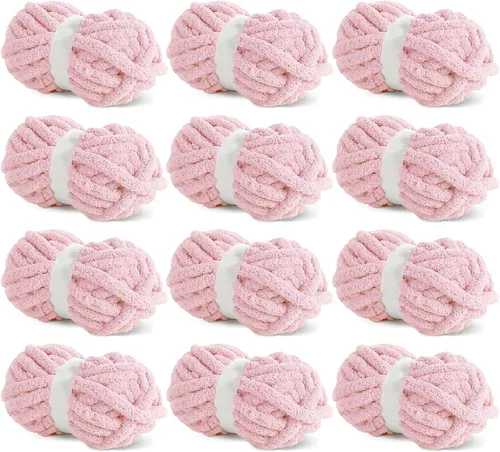 Miniatura 83 de HOMBYS Hilo de Chenille Grueso Carbón para Crochet, Hilo Grueso Espeso y Esponjoso para Tejer, Hilo Súper Grueso para Tejer Mantas a Mano, Hilo