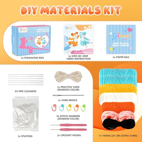 Miniatura 8 de Gipony Crochet Kit for Beginners Animal,Crochet Animal Kits,Crocheting Kit for Starters,Learn to Crochet with Step-by-Step Video Tutorials,Beginner