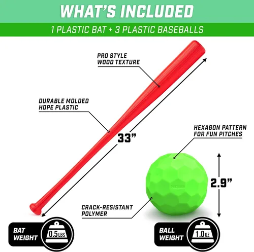 Miniatura 4 de GoSports LotBall Juego de Bate y Pelota de Béisbol para Patio Trasero - Juego de Béisbol de Plástico para Niños