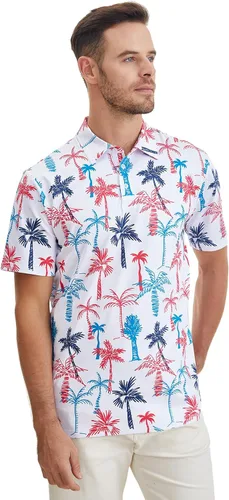 Miniatura 3 de APTRO Men's Hawaiian Polo Shirts Short Sleeve Moisture Wicking Tropical Golf Shirt Dry Fit