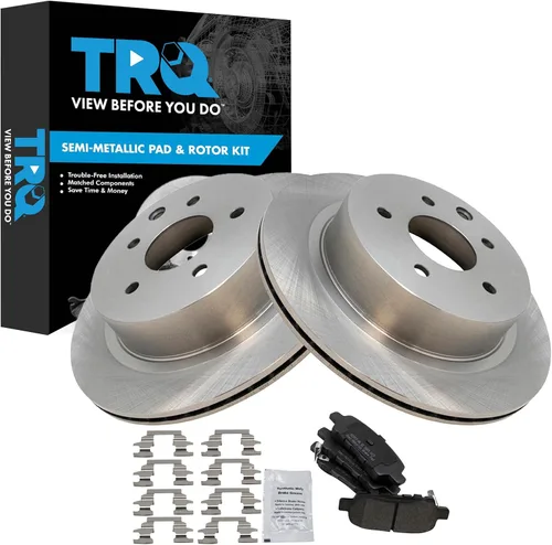 Miniatura 12 de TRQ Juego de pastillas de freno semimetálicas traseras y rotores compatibles con Chevrolet Trailblazer 02-06 Trailblazer EXT 04-06 SSR 02-07 GMC