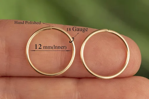 Miniatura 96 de Aretes de aro de oro de plata – Aretes de aro para mujer, dos piezas de aros de plata fina rellenos de oro, aro de hélice, anillo de tragus, aro