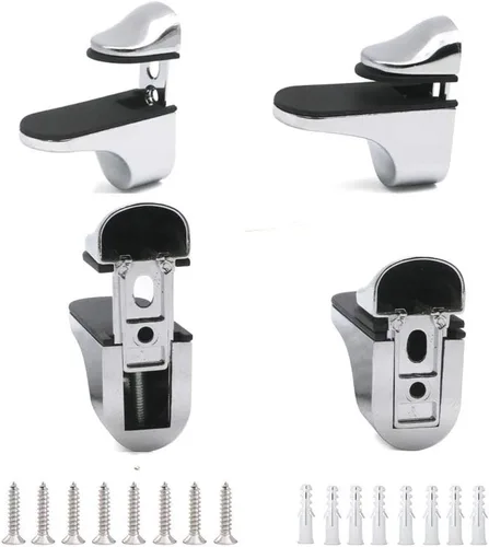 Miniatura 11 de Soporte de pared ajustable para estante de madera/vidrio, negro, paquete de 2