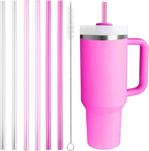 Popote de repuesto compatible con Stanley Quencher de 40 onzas, vaso de 30 onzas, popotes reutilizables extra largos de 12 pulgadas para vasos de 40