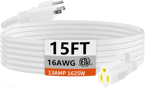 Miniatura 23 de HUANCHAIN Cable de extensión para interiores y exteriores, 50 pies, impermeable, calibre 16/3, flexible, resistente, cable de extensión para Amarillo