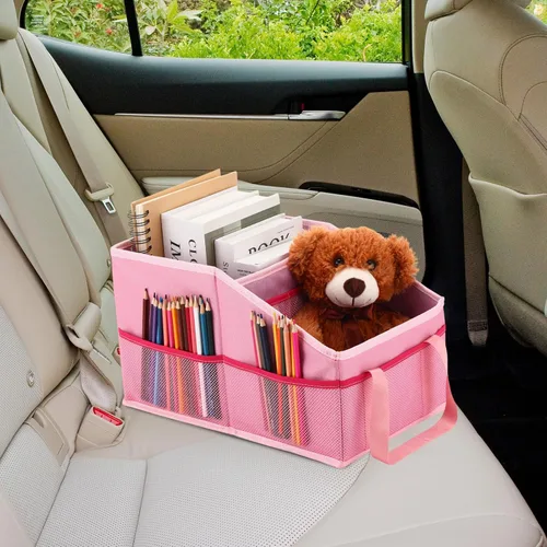 Miniatura 9 de Honeydak Organizador de asiento de pasajero, almacenamiento plegable para consola, asiento delantero/trasero con múltiples bolsillos, organizador