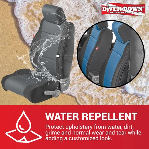 Miniatura 3 de Diver Down Juego de fundas de asiento de neopreno - Se ajusta a Jeep JK Wrangler 2007-2018 - Juego de asientos delanteros y traseros - Fundas de Azul