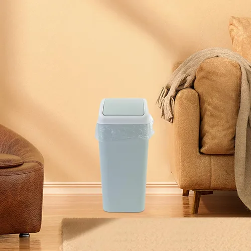 Miniatura 6 de Bringer - Cubo de basura de plástico con tapa, 4.5 galones, color azul Waste Can with Swing-Top Lid, Compact Trash Can Fit Under Tables &