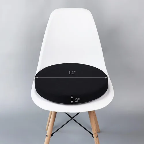Miniatura 2 de Cojín redondo suave para dormitorio, oficina, cocina, comedor, cojín antideslizante para silla y cojín de asiento de 14 pulgadas, negro (YZ210918)