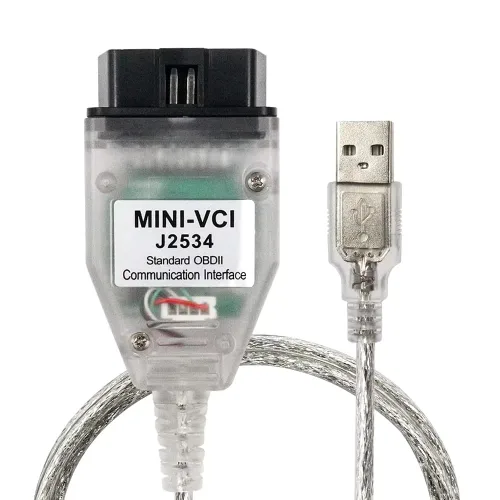 Mini VCI J2534 Cable V18.00.008 última versión, adaptador de escáner de conector de cable OBD2 apto para TIS Techstream Programación Cable de