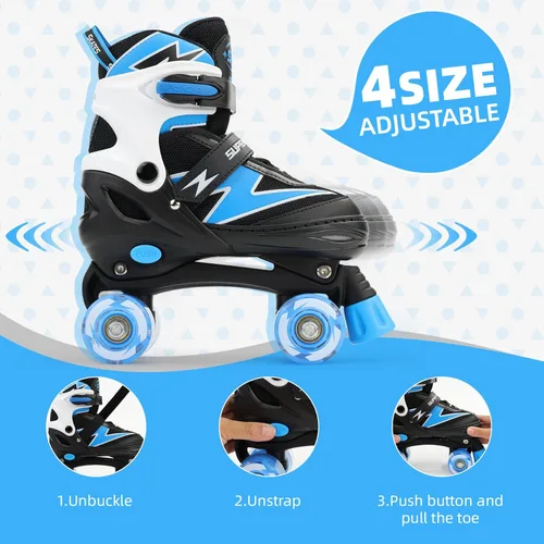 Miniatura 5 de SUPER YOUNGSTER Patines ajustables para niños, patines para niños de 5 a 8 años, patines para niñas de 8 a 12 años con ruedas iluminadas, patines
