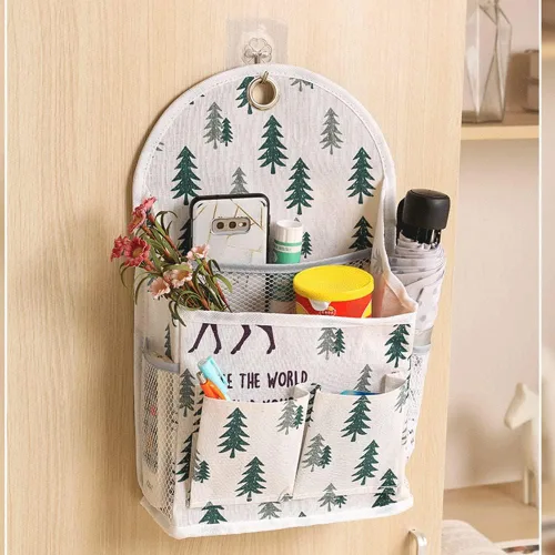 Miniatura 4 de Casa Bolsa colgante multifuncional Colgador de tela para dormitorio universitario Organizador Misceláneo Bolsa colgante de pared para baño Bolsa