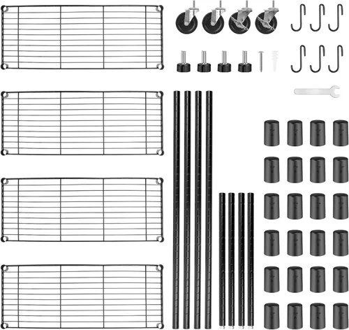 Miniatura 6 de WDT Unidades de almacenamiento de estanterías sobre ruedas, estante de metal resistente ajustable para almacenamiento de alambre para oficina