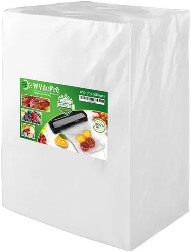 Bolsas selladoras al vacío para congelador de 100 pintas de 6 x 10 pulgadas con grado comercial, sin BPA, resistentes, ideales para almacenamiento