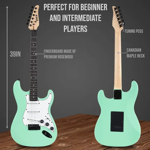 Miniatura 3 de LyxPro CS Kit de guitarra eléctrica de 39 pulgadas para principiantes, intermedios y profesionales con guitarra, cable de amplificador, 6 púas