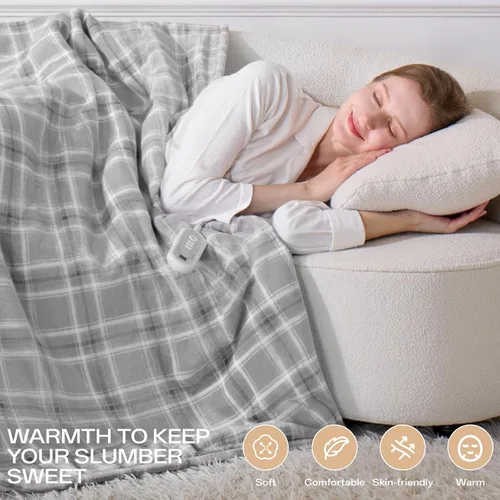 Miniatura 3 de Manta Térmica Tamaño Completo, Manta Eléctrica 72"x84" para Cama con 8 Niveles de Calentamiento Rápido y 10 Horas de Apagado Automático, Manta