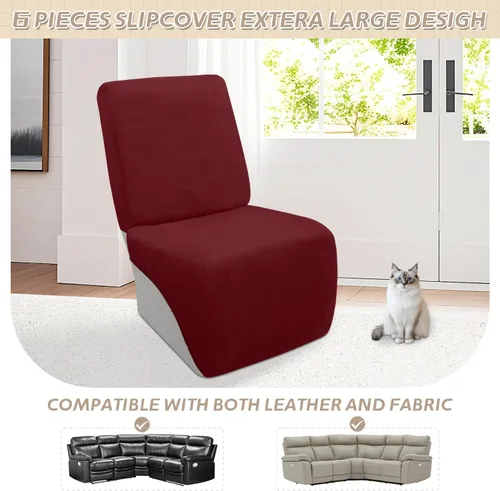 Miniatura 583 de Arfntevss Fundas de sofá seccional reclinable de terciopelo, Funda de sofá seccional de esquina para sofá reclinable, Funda elástica suave