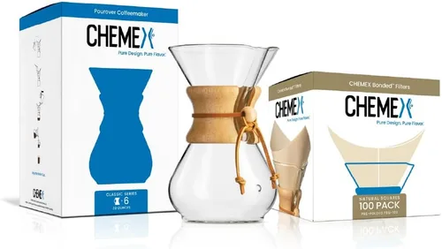 CHEMEX Paquete – Serie Classic de 6 tazas – Filtros cuadrados de 100 ct – Embalaje exclusivo