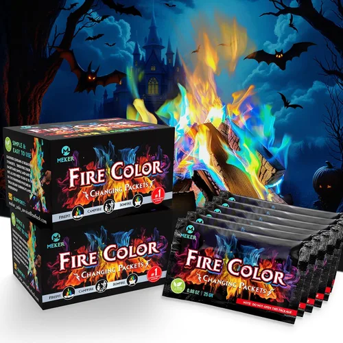 MEKER Paquetes de Cambio de Color de Fuego - Para Hoguera, Campamentos, Chimeneas al Aire Libre, Fogatas - Fuego Cambiando Colores - Accesorios de