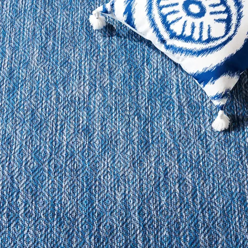 Miniatura 6 de SAFAVIEH Alfombra lavable para exteriores, colección Courtyard - 6'7" x 9'6", azul marino, no desprende pelusa y fácil limpieza, ideal para patio