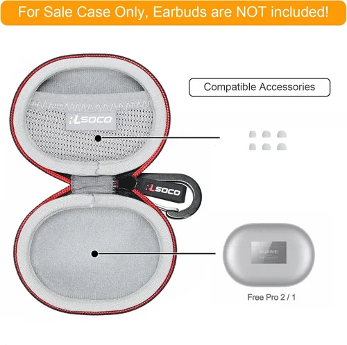 Miniatura 2 de RLSOCO Funda de transporte para auriculares inalámbricos Huawei FreeBuds Pro 5/Pro 4/Pro 3/Pro 2+/Pro 2/Pro - Negro (solo funda)