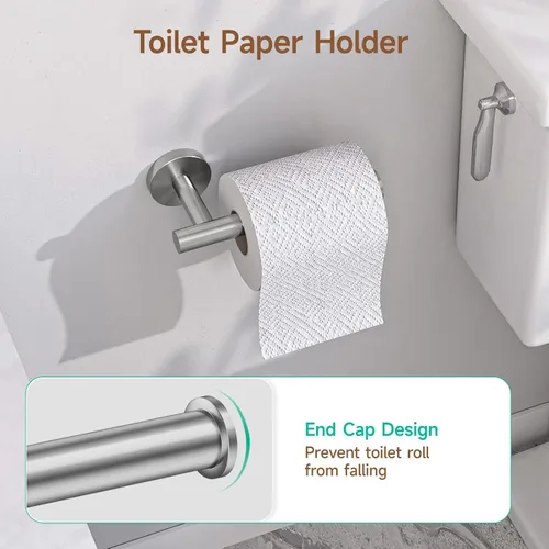 Miniatura 5 de USHOWER Juego de accesorios de baño de níquel cepillado, juego moderno de barra de toalla de 24 pulgadas montado en la pared, juego de accesorios