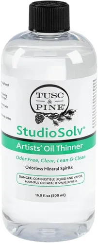 Tusc & Pine StudioSolv Spirits minerales inodoros 16.9 oz (16.9 fl oz) - Disolvente espiritual purificado sin olor para aceites adelgazantes,
