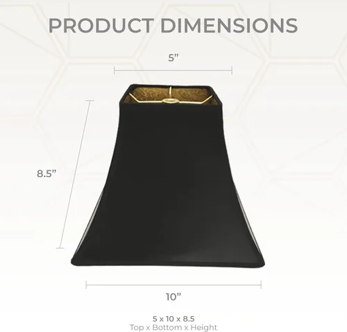 Miniatura 4 de Royal Designs - Pantalla de lámpara cuadrada con tapa dura, accesorio de clip redondo, negro, forro dorado de pelo de caballo, (4 x 4) x 8 x 7