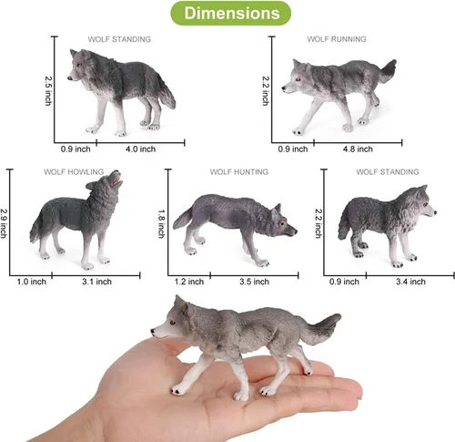 Miniatura 4 de Volnau Juguetes de lobo figuras de animales, 7 piezas, paquete de figuras de zoológico para niños pequeños, decoración de Navidad, regalo preescolar