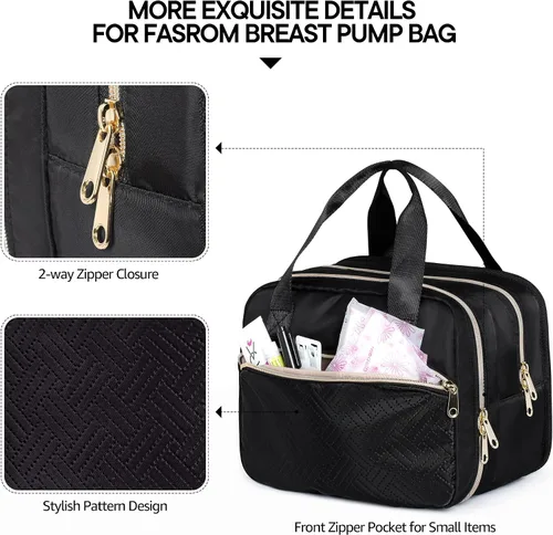 Miniatura 4 de Fasrom Bolsa de extractor de leche portátil con enfriador y bolsa de hielo compatible con bombas Momcozy Medela y Elvie, funda de transporte de Negro