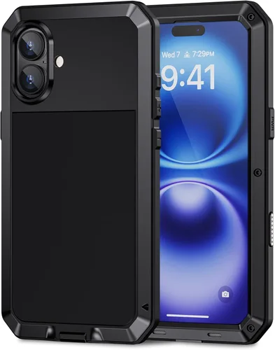 Miniatura 16 de Lanhiem Funda para iPhone 7 Plus/8 Plus, resistente a los golpes, [Tough Armour], funda de metal con protector de pantalla integrado, funda Negro